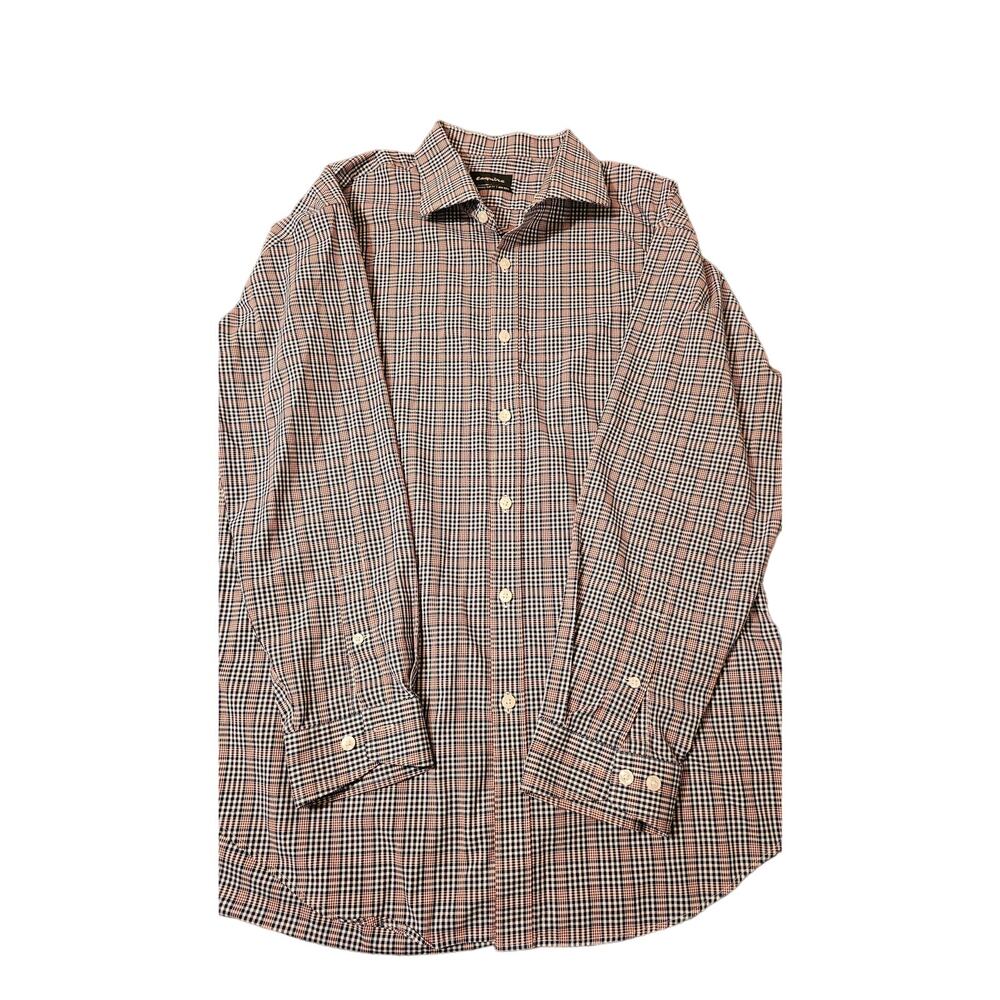 Esquire size 17 32/33 button plaid‎ button down shirt